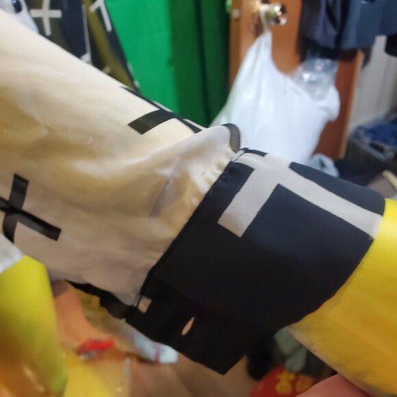 Kpop style black and white button down shirt long sleeves cross pattern goth - Picture 5 of 10